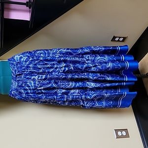Lauren Ralph Lauren Blue Paisley Tiered A Line Maxi Skirt - SZ S